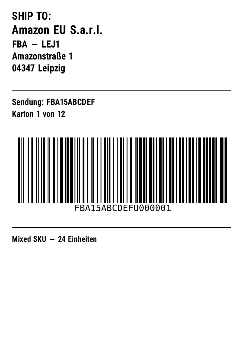ZPL preview: Amazon FBA labels: FNSKU, box and pallet labels explained