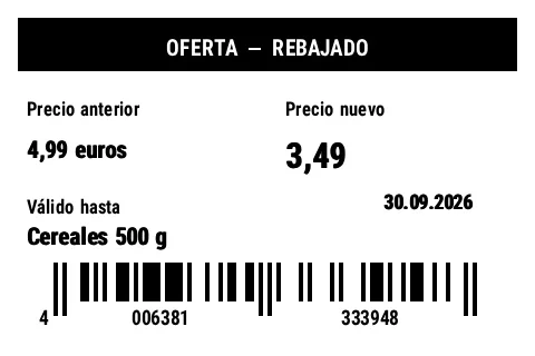 Vista previa de Etiqueta de precio promocional/rebajado