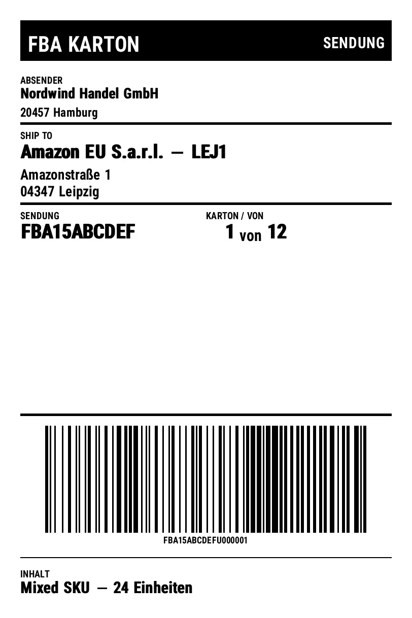 Vorschau von Amazon-FBA-Kartonlabel