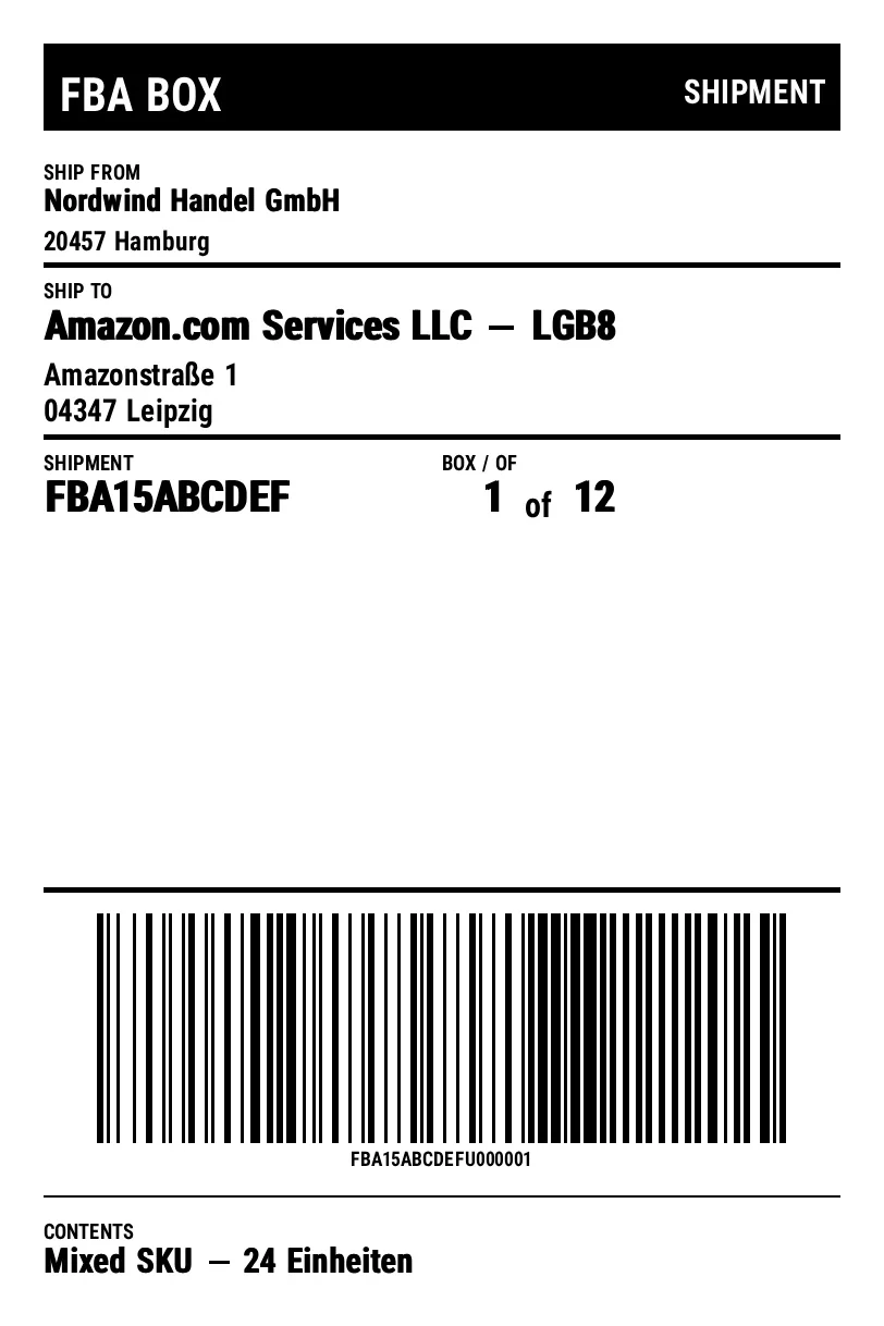Preview of Amazon FBA box label