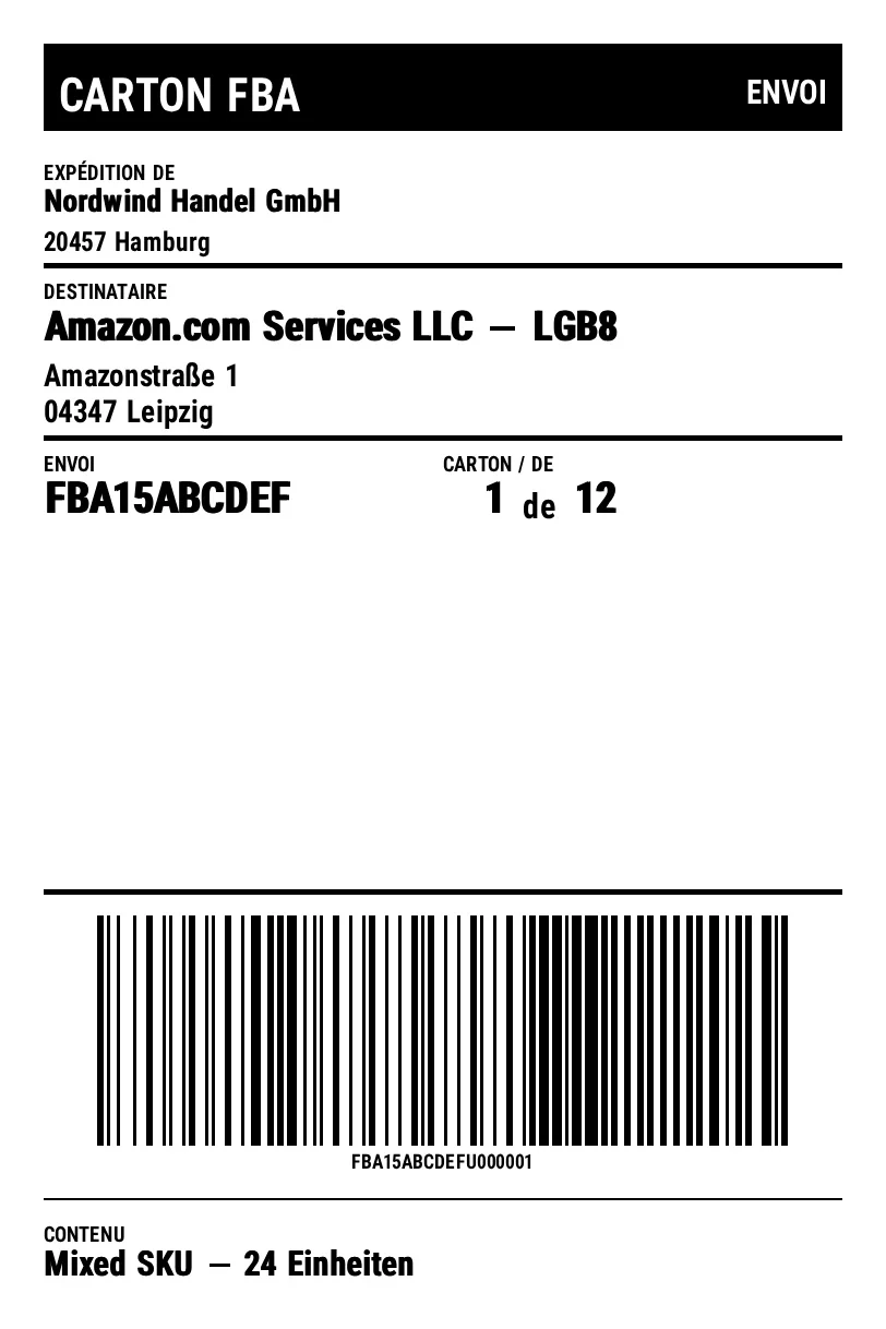 Aperçu de Étiquette de carton Amazon FBA