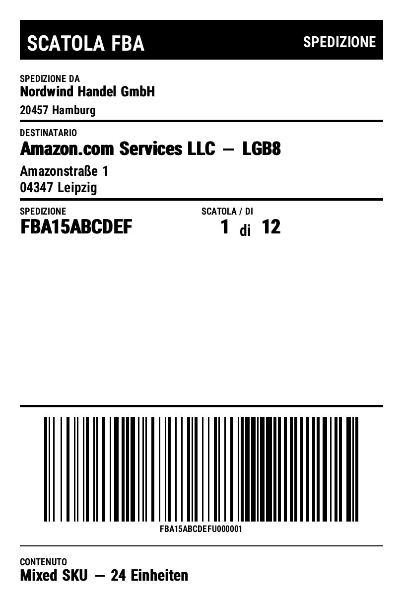 Anteprima di Etichetta cartone Amazon FBA