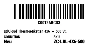 Preview of Amazon FNSKU label