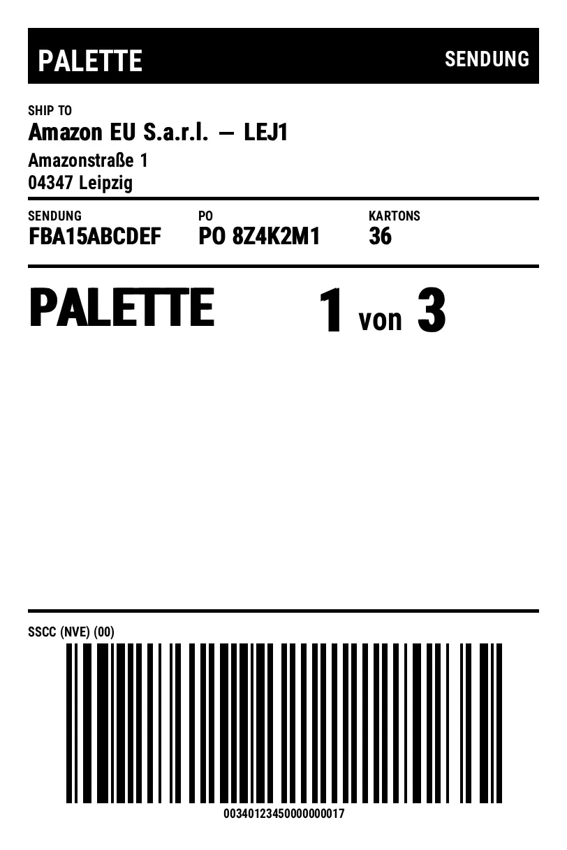 Vorschau von Amazon-Palettenlabel