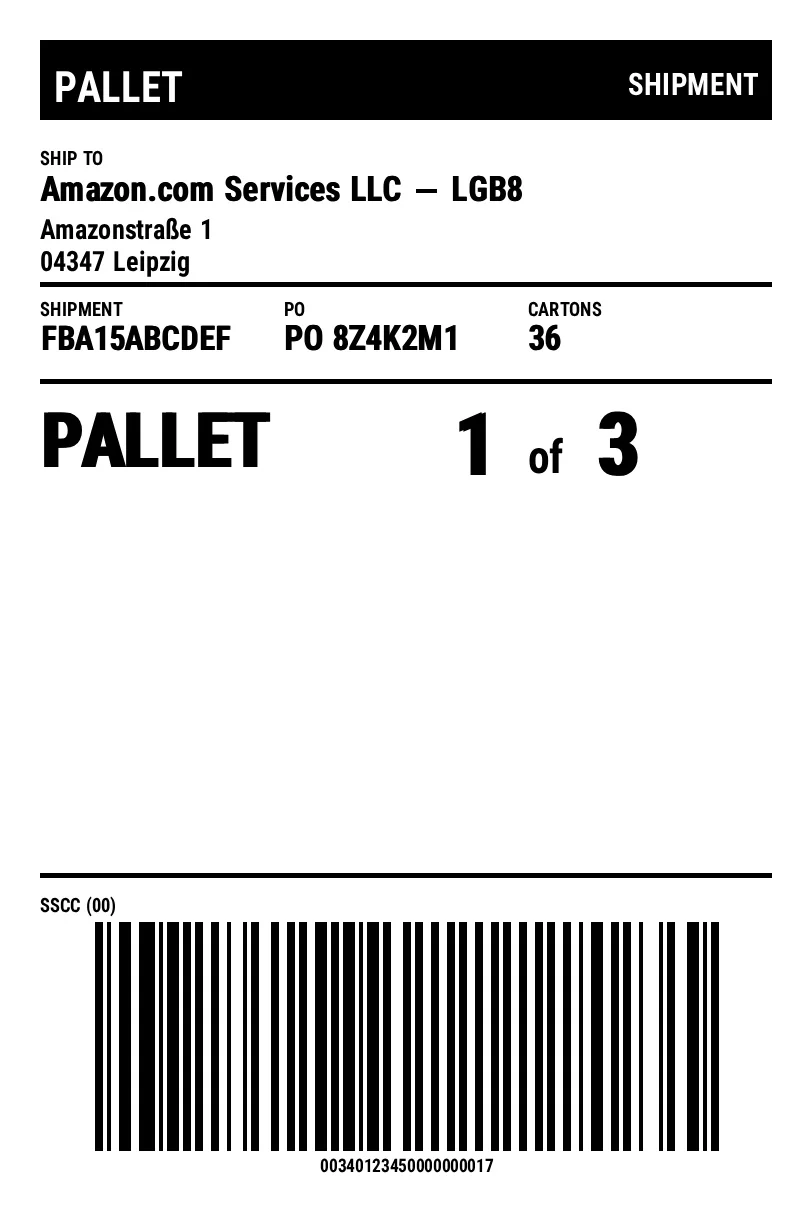 Preview of Amazon pallet label