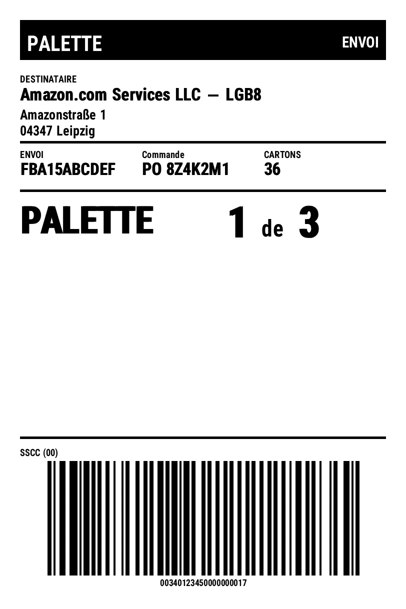 Aperçu de Étiquette de palette Amazon