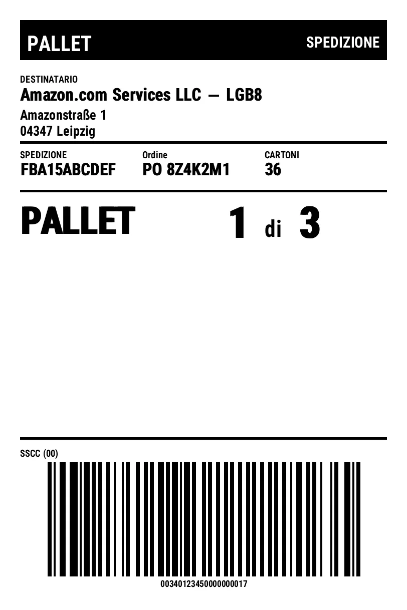 Anteprima di Etichetta pallet Amazon