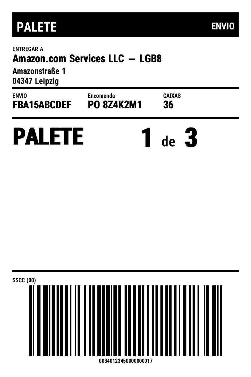 Prévia de Etiqueta de palete Amazon
