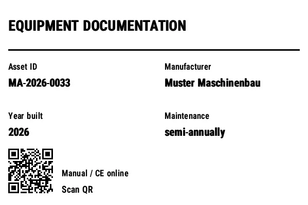 Preview of Equipment / Documentation Label with QR