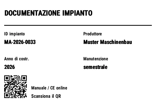 Anteprima di Etichetta impianto/documentazione con QR