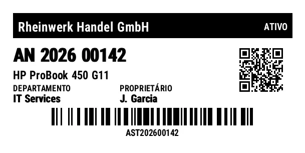 Prévia de Etiqueta de ativo