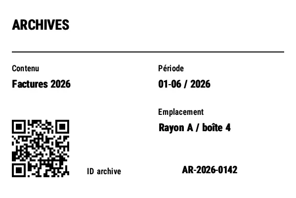 Aperçu de Étiquette de boîte d'archives