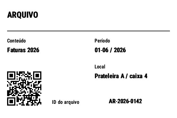 Prévia de Etiqueta de caixa de arquivo