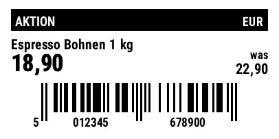 Preview of Price Tag with Barcode and Previous Price