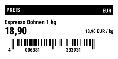 Vorschau von Preisschild mit Barcode