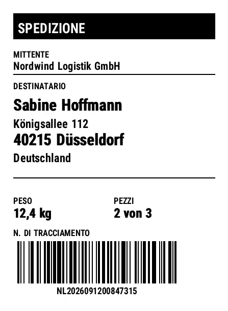 Anteprima di Spedizione base