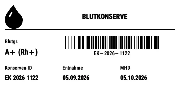 Vorschau von Blutkonserven-Etikett