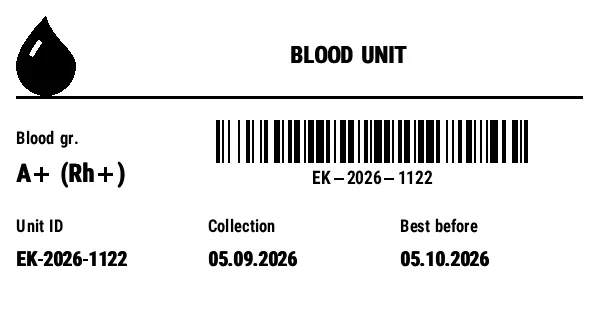 Preview of Blood Unit Label
