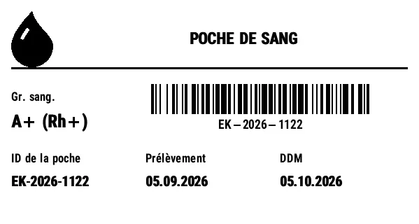 Aperçu de Étiquette de poche de sang