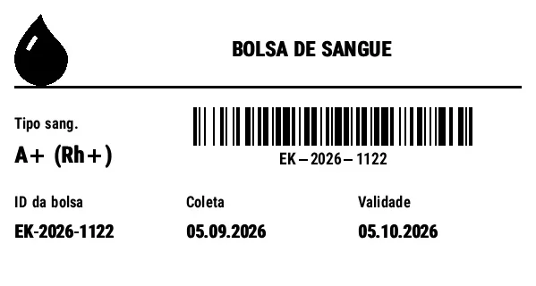 Prévia de Etiqueta de bolsa de sangue