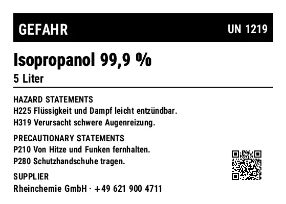 Preview of Chemical Label