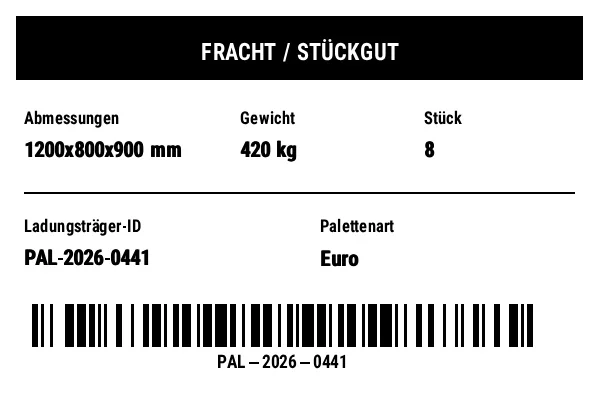 Vorschau von Fracht-/Abmessungs-Etikett