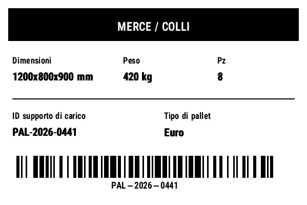 Anteprima di Etichetta merce/dimensioni