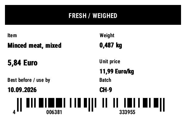 Preview of Freshness / Weight Label