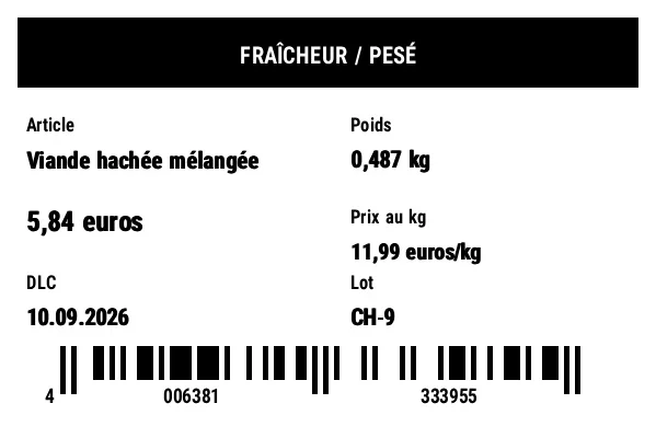 Aperçu de Étiquette fraîcheur / poids
