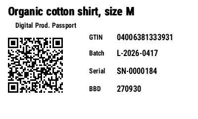 Preview of GS1 QR Code with Digital Product Passport (DPP)