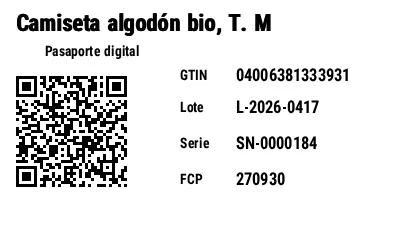 Vista previa de Código QR GS1 con pasaporte digital de producto (DPP)