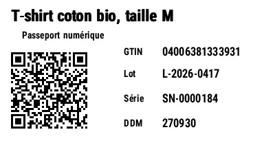 Aperçu de GS1 QR Code avec passeport numérique de produit (DPP)