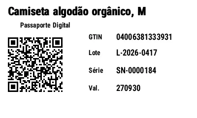 Prévia de GS1 QR Code com Passaporte Digital de Produto (DPP)