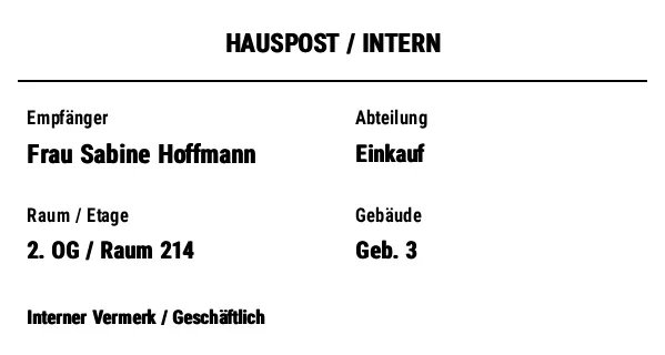 Vorschau von Hauspost-Etikett (interne Post)