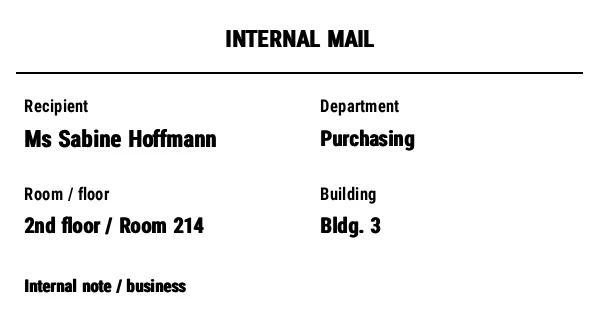Preview of Internal Mail Label (Interoffice Mail)