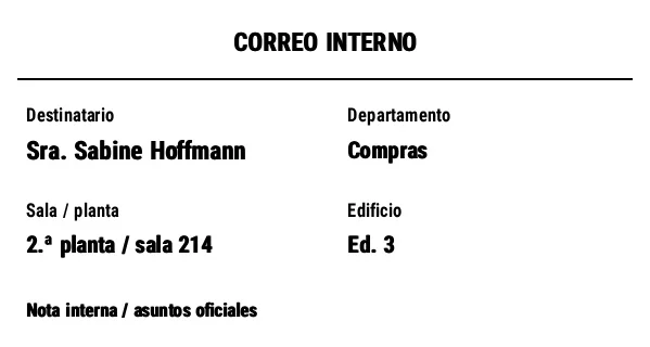 Vista previa de Etiqueta de correo interno