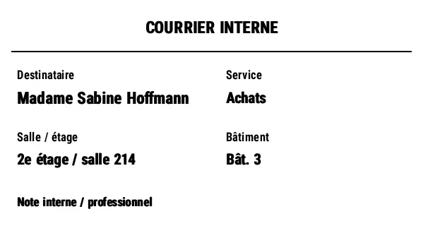 Aperçu de Étiquette de courrier interne