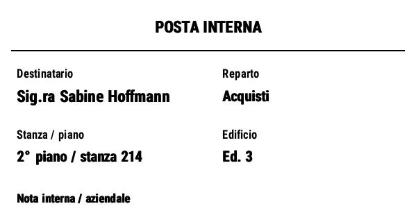 Anteprima di Etichetta posta interna