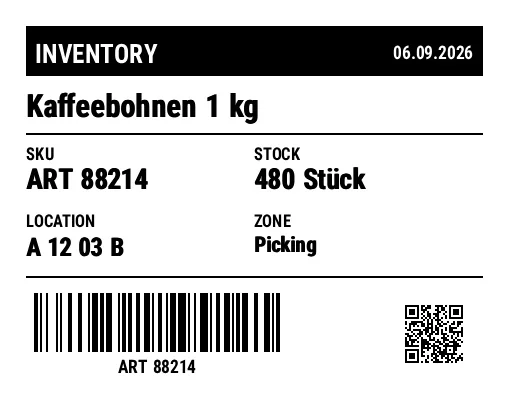 Preview of Inventory label