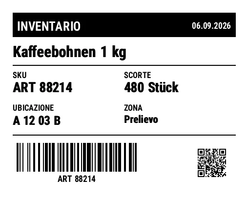 Anteprima di Etichetta inventario
