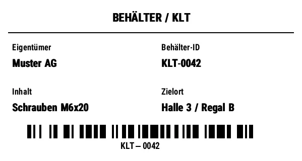 Vorschau von KLT-/Mehrwegbehälter-Etikett