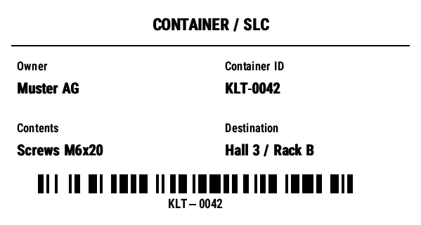 Preview of Small Load Carrier / Reusable Container Label