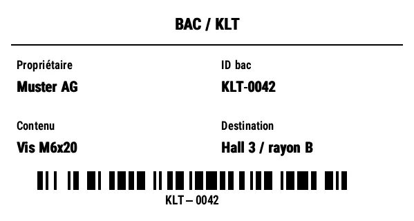 Aperçu de Étiquette bac KLT / contenant réutilisable