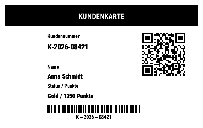Vorschau von Kunden-/Treuekarte