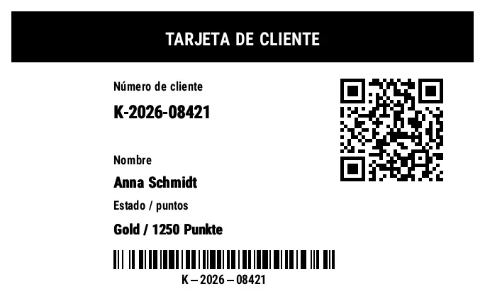 Vista previa de Tarjeta de cliente/fidelidad