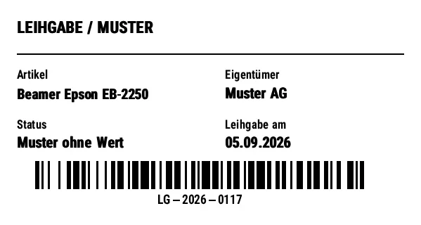 Vorschau von Leih- / Muster-Etikett