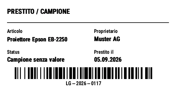 Anteprima di Etichetta prestito / campione