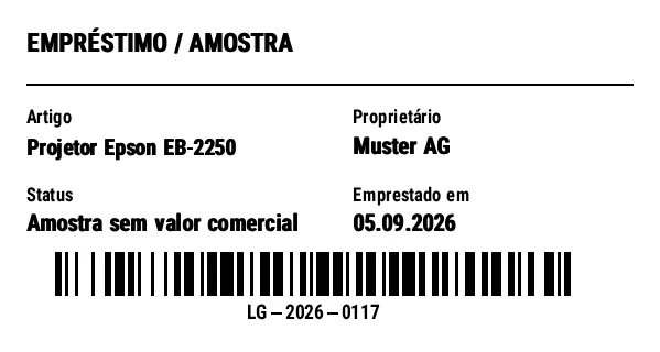 Prévia de Etiqueta de empréstimo / amostra