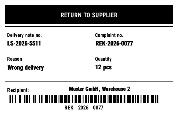 Preview of Supplier Return (RTV)