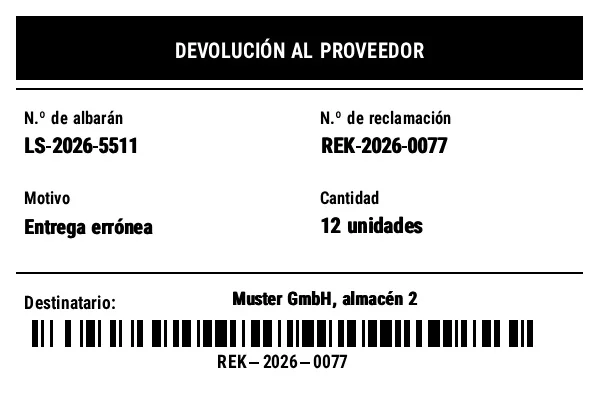 Vista previa de Devolución a proveedor (RTV)